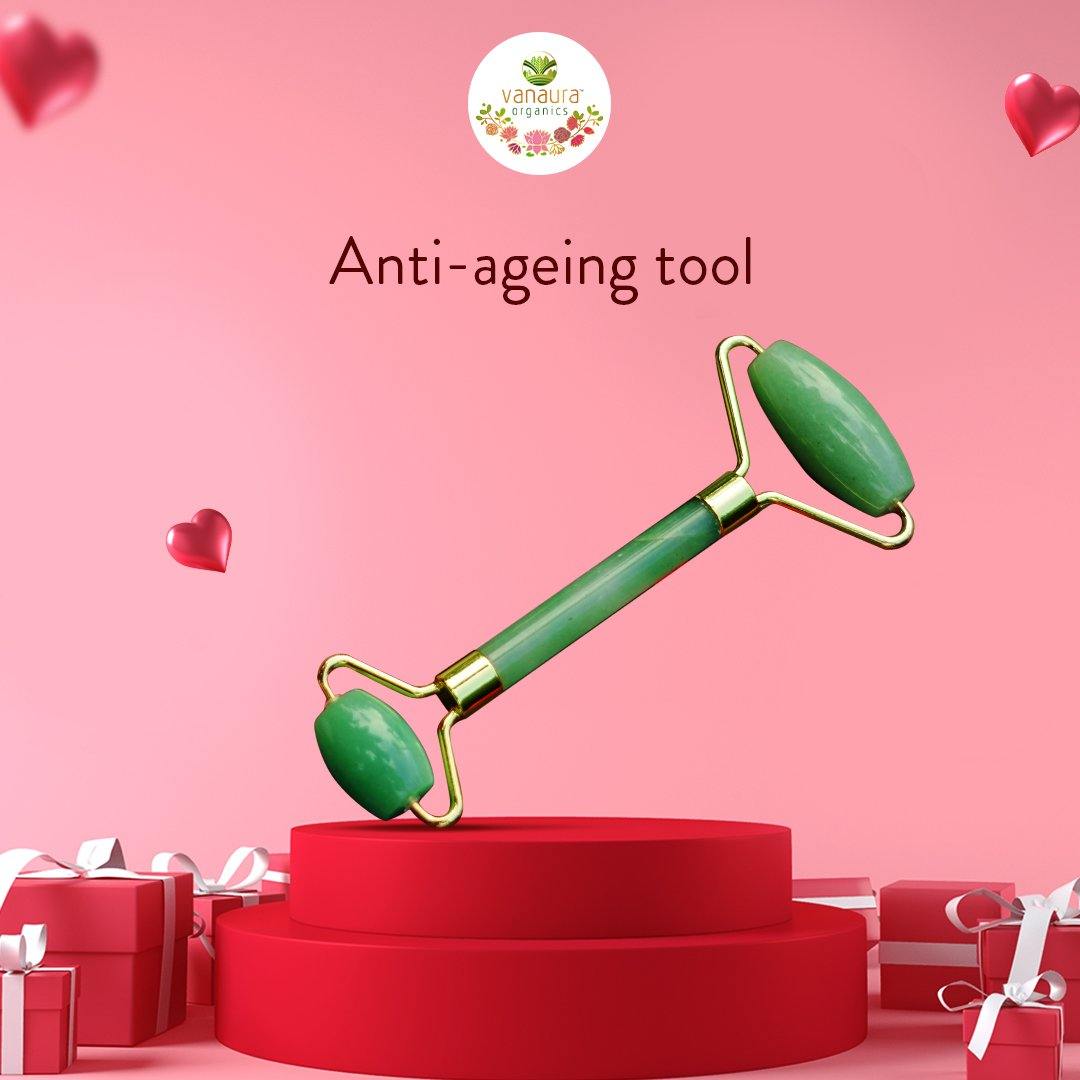 Natural Jade Gem Stone Face Massage Roller - vanauraorganics