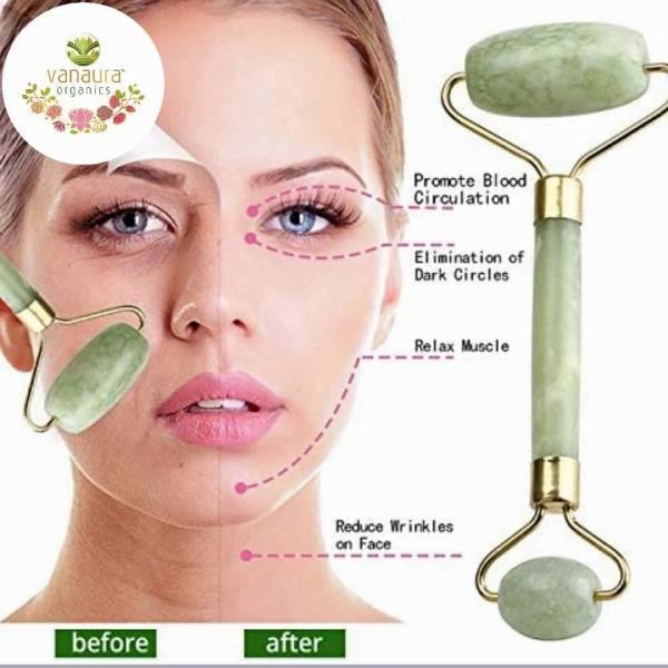 Natural Jade Gem Stone Face Massage Roller - vanauraorganics