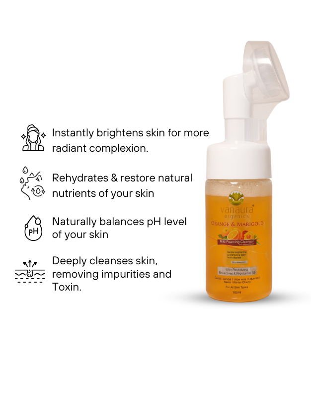 Orange and marigold Mild foaming face cleanser with silicon brush-100ml