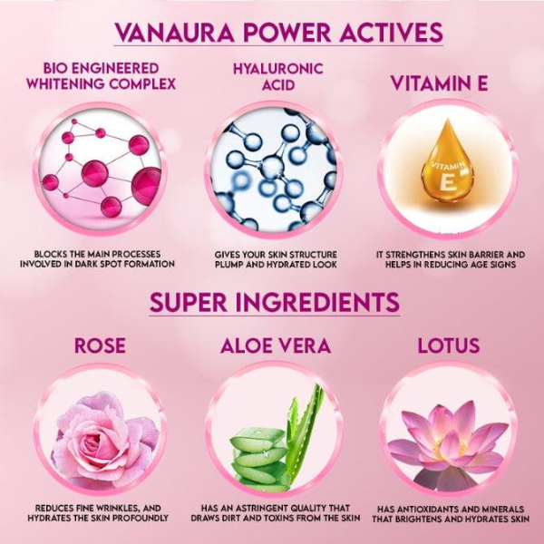 Rose and lotus Deep moisturizing day gel cream With Bio engineered natural whitening complex (All skin types) - vanaura organics
