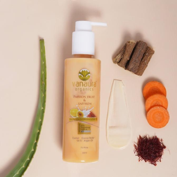 Passion Fruit and Saffron Skin Repairing Rich Moisturizing Body Milk Cream Lotion 200 ML - vanaura oraganics