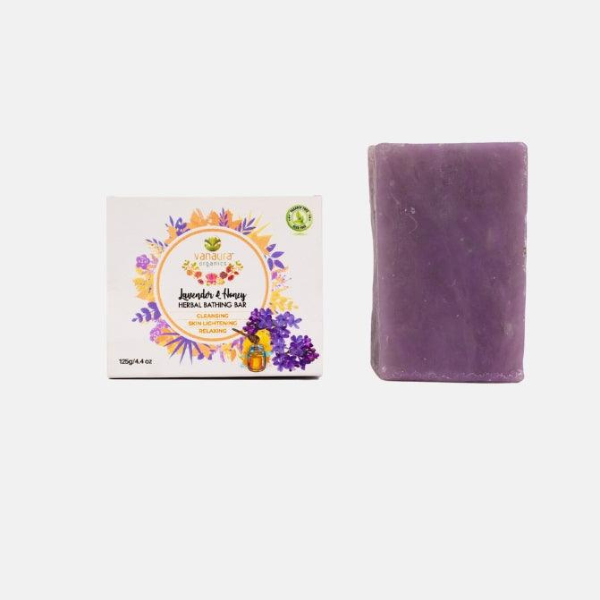 Lavender And Honey Bathing Bar - (Cleansing, Skin Lightening, Relaxing) - Natural Handcrafted Bar (125g)- Vanaura organics