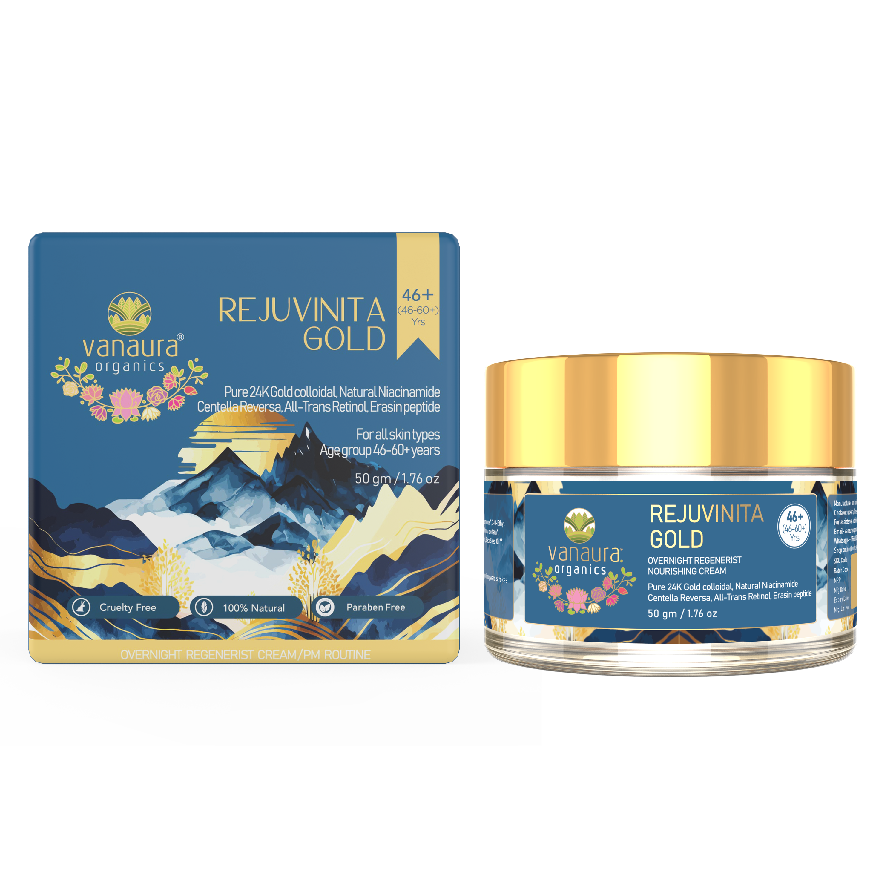 Rejuvinita Gold 46+ (For 46-60+Yrs) - Gold-infused Anti-Aging cream | All in One 50 g
