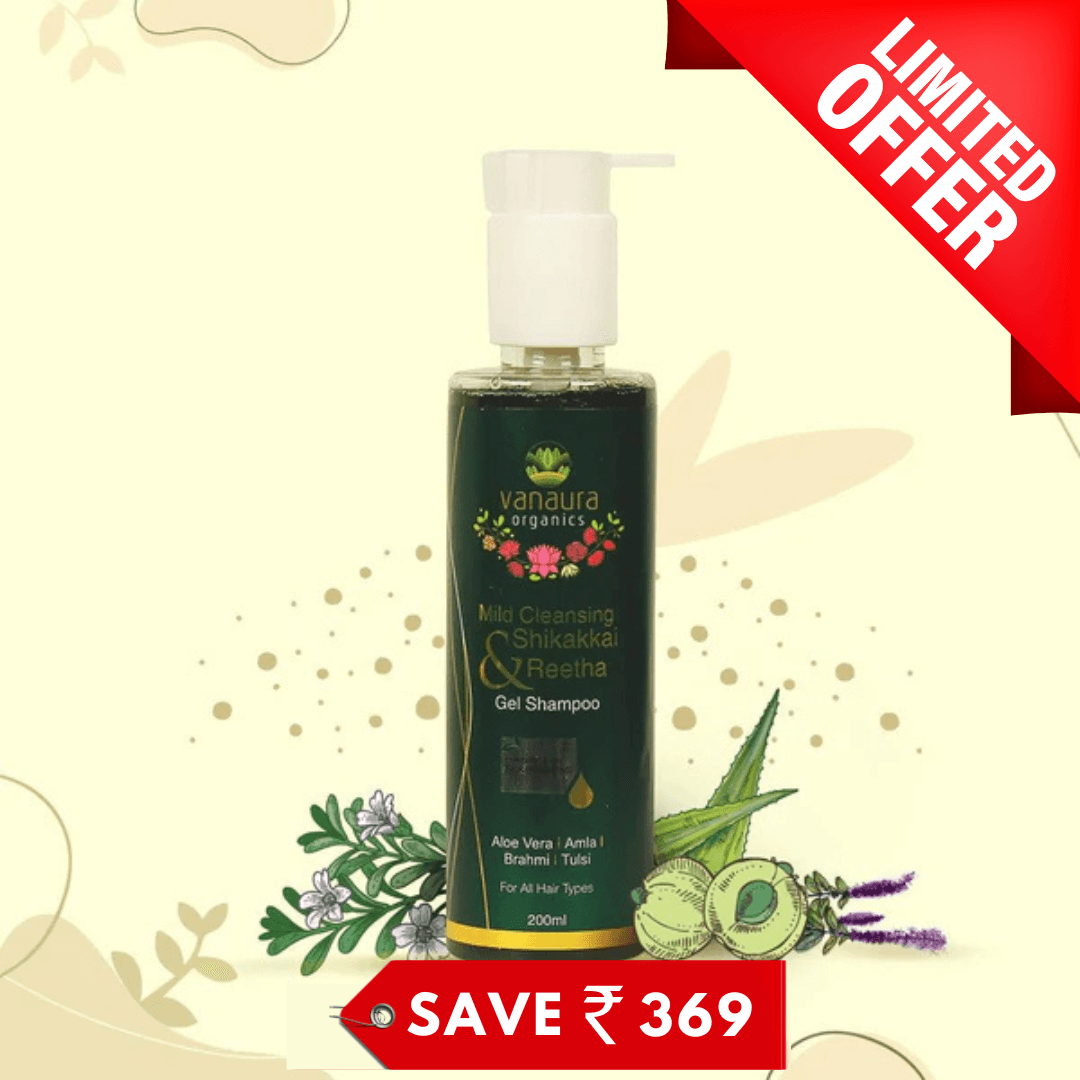 Natural Organic Shikakkai &amp; Reetha,Mild Cleansing gel shampoo-200 ml