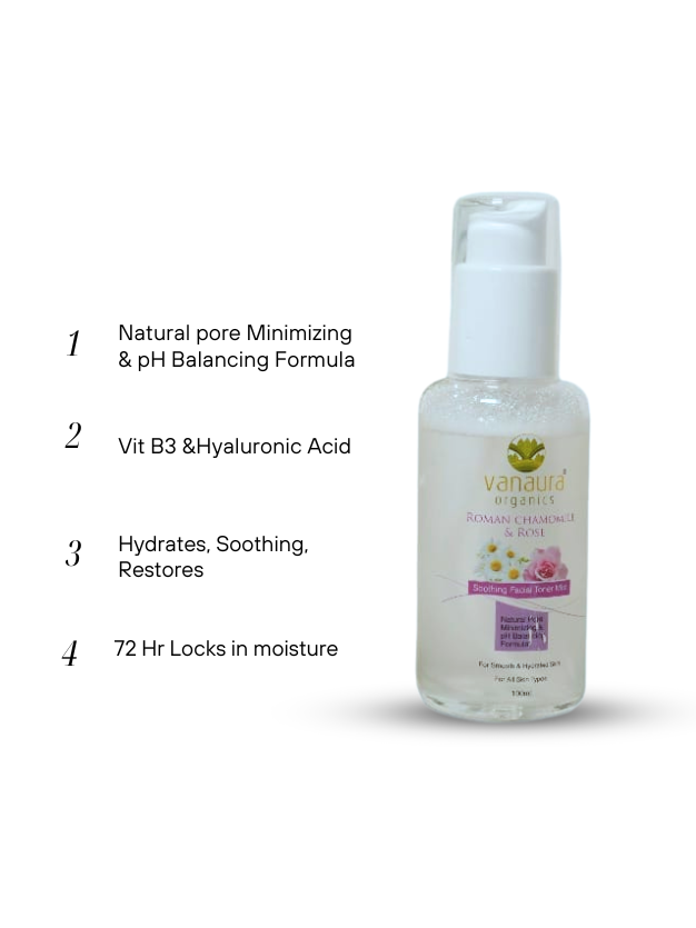 Roman Chamomile and Rose  Soothing facial toner mist-100ml