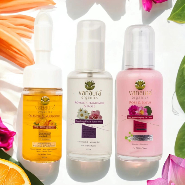 90 Days Bright and Clear Daily Skin Care Routine (Cleanser, Toner, Moisturizer for Normal Skin)- CTM- vanaura organics