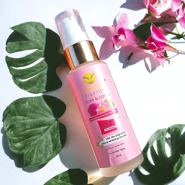 Rose and lotus Deep moisturizing day gel cream With Bio engineered natural whitening complex (All skin types) - vanaura organics