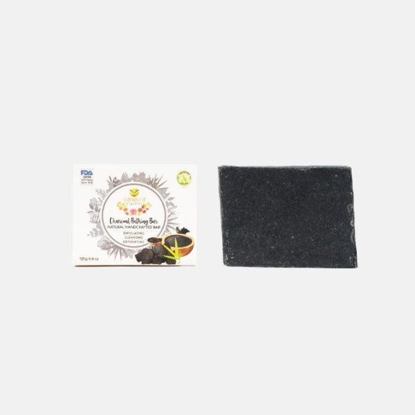 Charcoal Bathing Bar - (Exfoliating, Cleansing, Detoxifying) Natural Handcrafted Bar(125g)- vanauraorganics