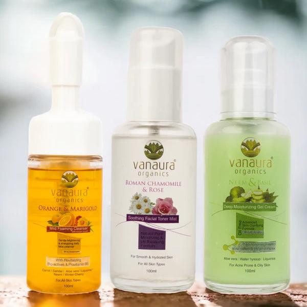 Daily face care combo for acne prone skin- CTM - Vanaura Organics
