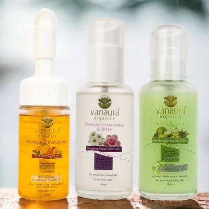 Daily face care combo for acne prone skin- CTM - Vanaura Organics