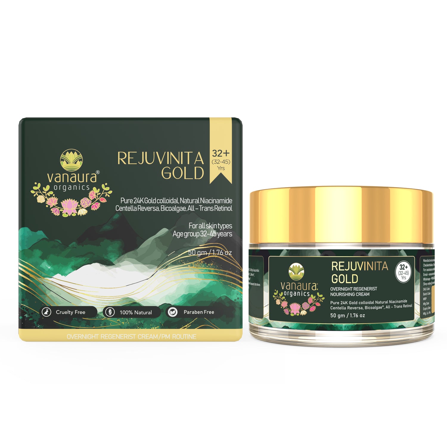 Rejuvinita Gold 32+ ( for 32-45yrs) -Overnight Regenerist Nourishing Cream- 50g