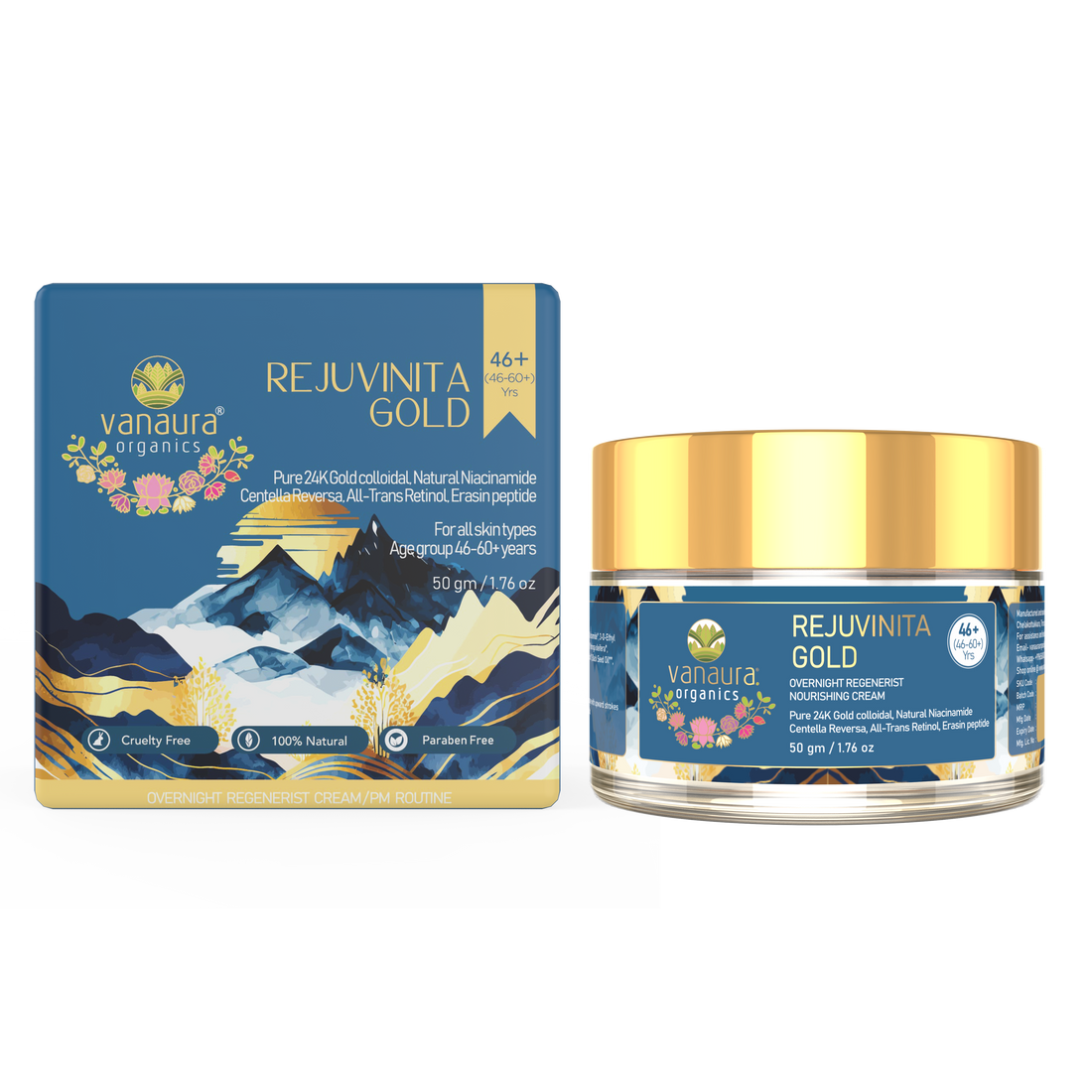Rejuvinita Gold 46+ (For 46-60+Yrs) - Gold-infused Anti-Aging cream | All in One 50 g