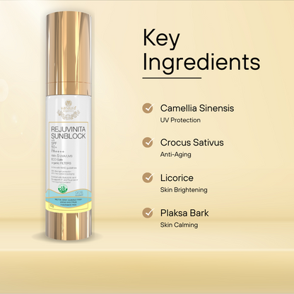 Rejuvinita sunblock cream with SPF 30+ PA+++ - 50 g ( Suitable for School kids and teens 12yrs+)
