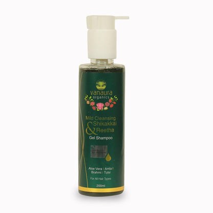 Shikakkai &amp; Reetha,Mild Cleansing gel shampoo-200 ml - vanauraorganics